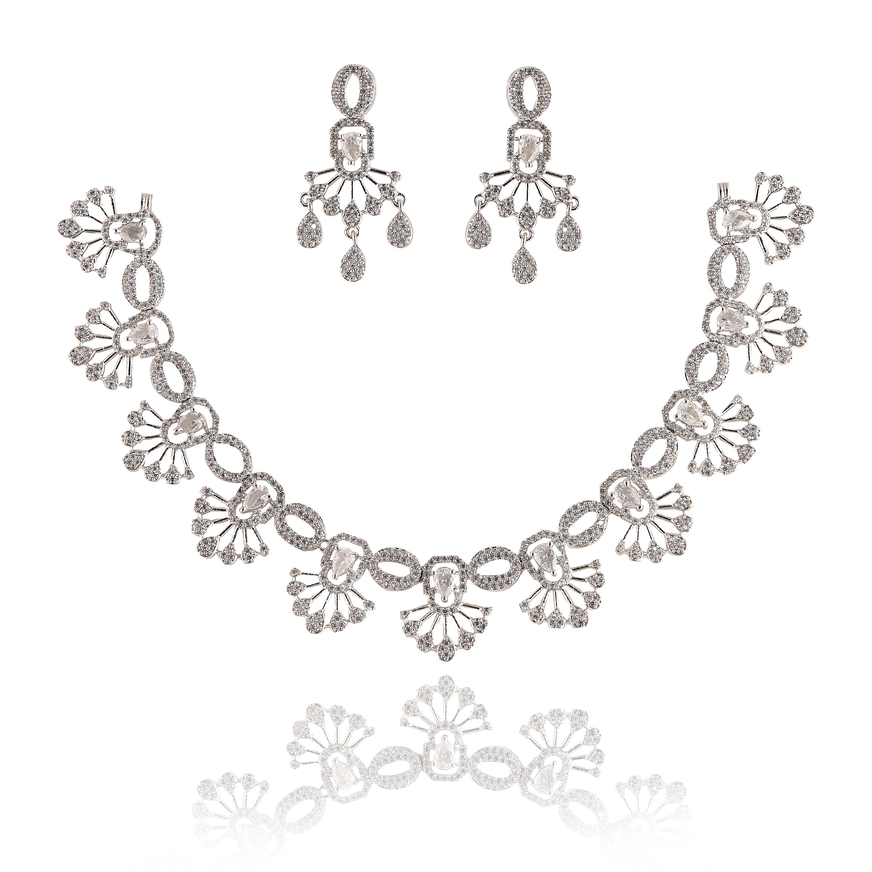 Silver Zircon Studded Necklace