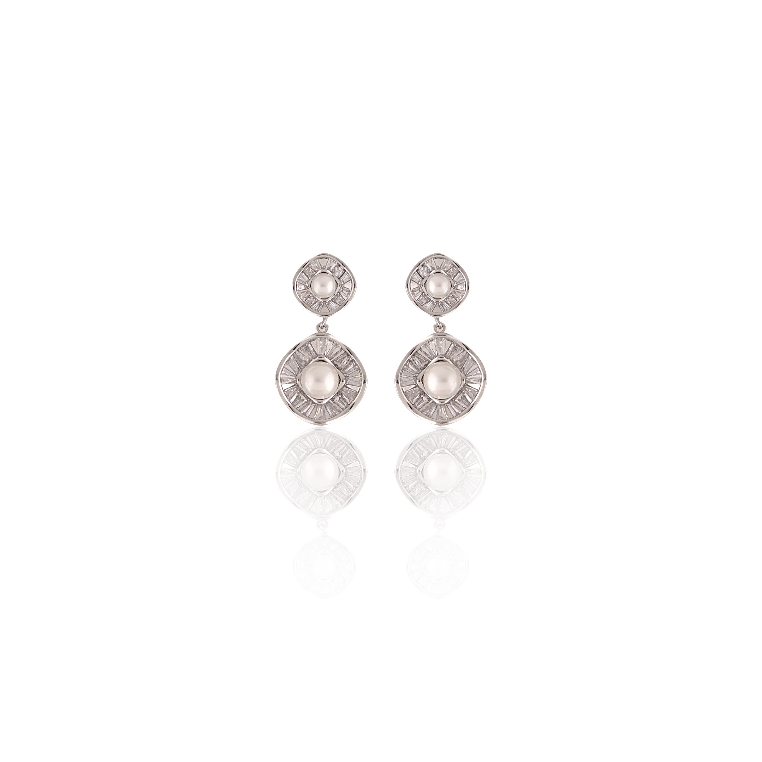 Luminescent Pearl Zirconia Earrings