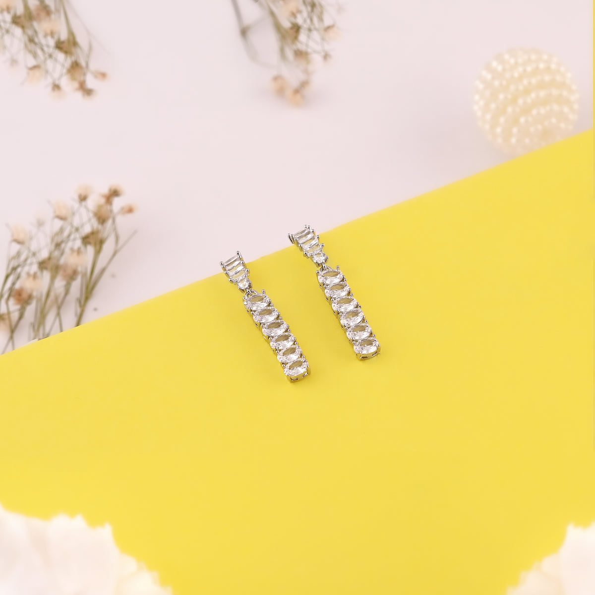 Shimmering Stream Zirconia Earrings