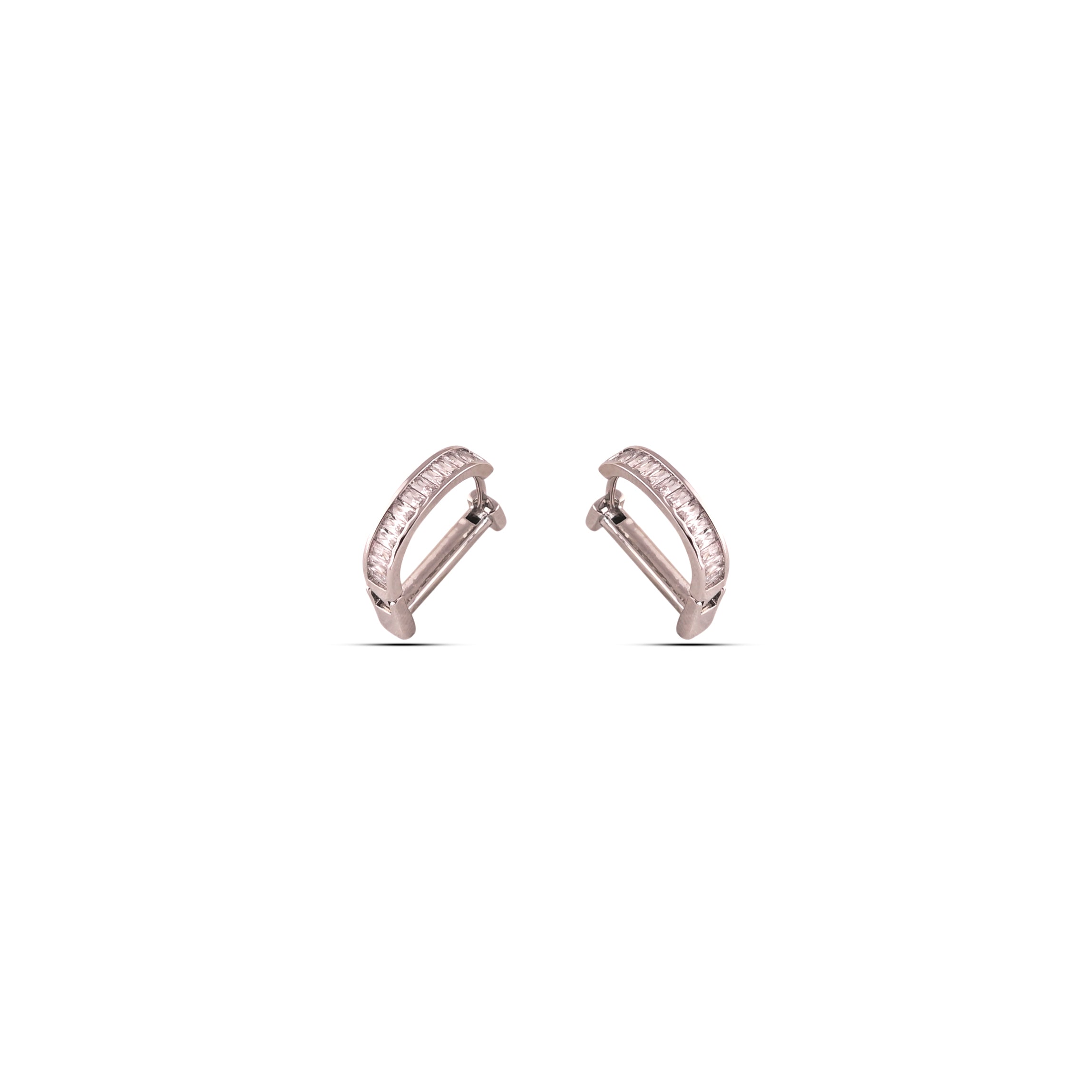 Twinkling Trail Silver Zirconia Hoops