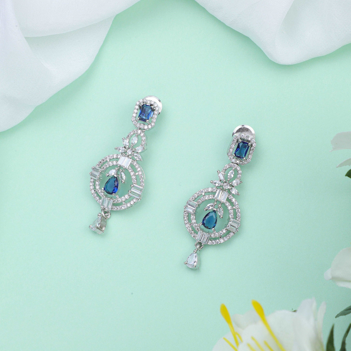 Eternal Blue & Silver Zirconia Earrings