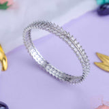 Diamond Petals Silver Zirconia Bangles (Set of 2)