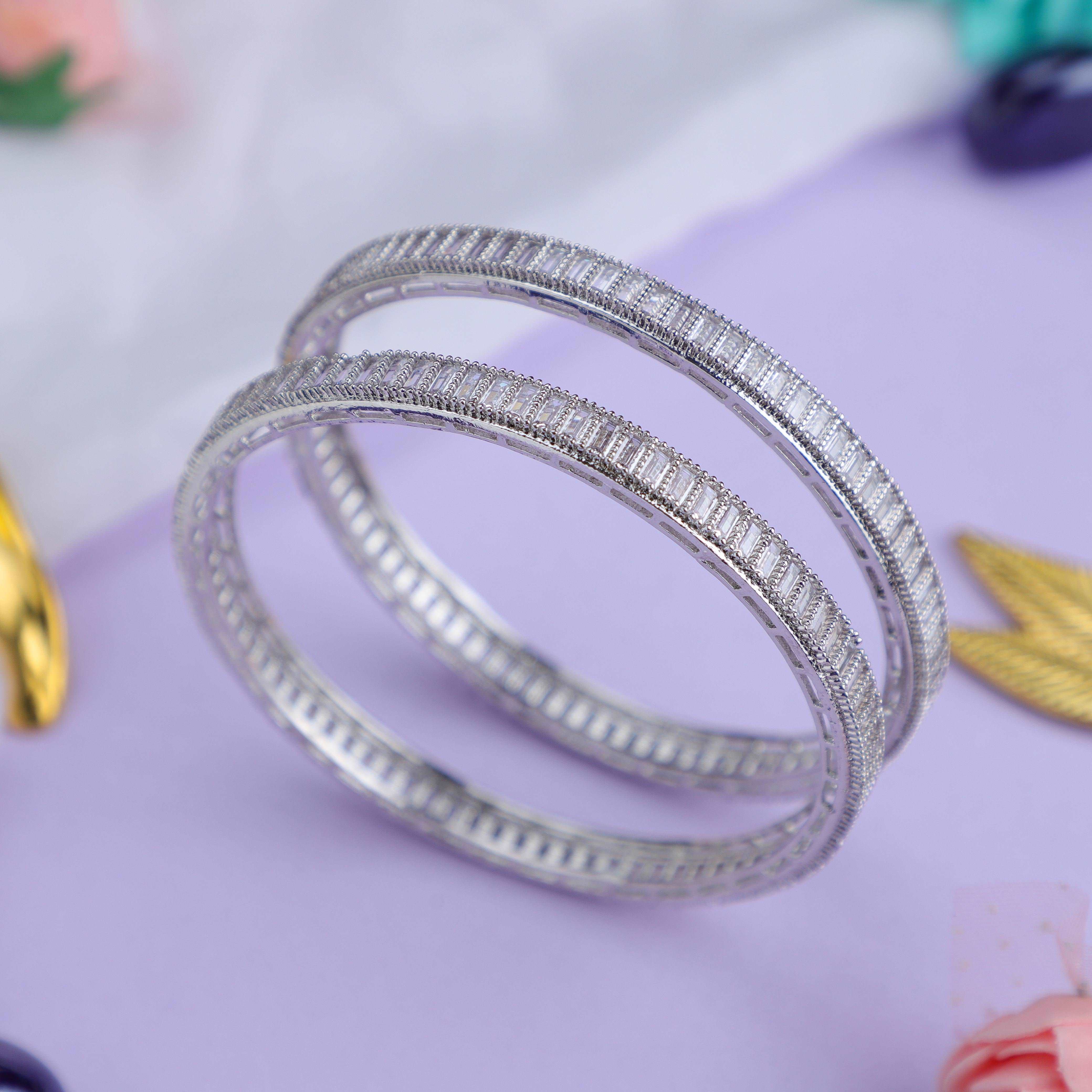 Luxuriant Cubic Silver Zirconia Bangles (Set  of 4)