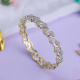 Petal Shape Gold-toned Zirconia Bangles (Set of 2)