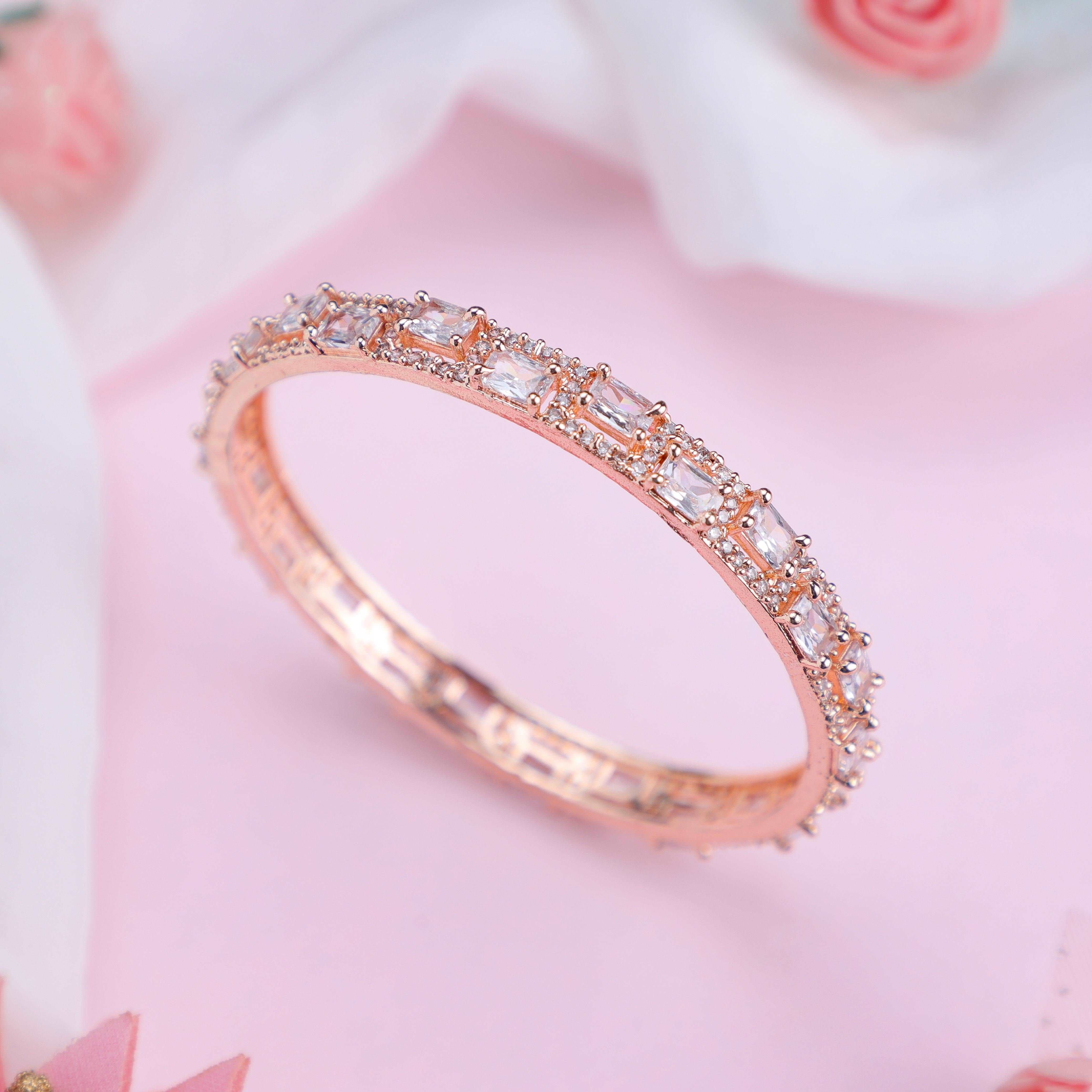 Cubic Rosegold-toned Zirconia Bangles (Set of 2)