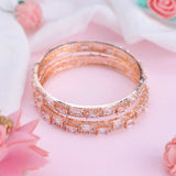 Cubic Rosegold-toned Zirconia Bangles (Set of 2)