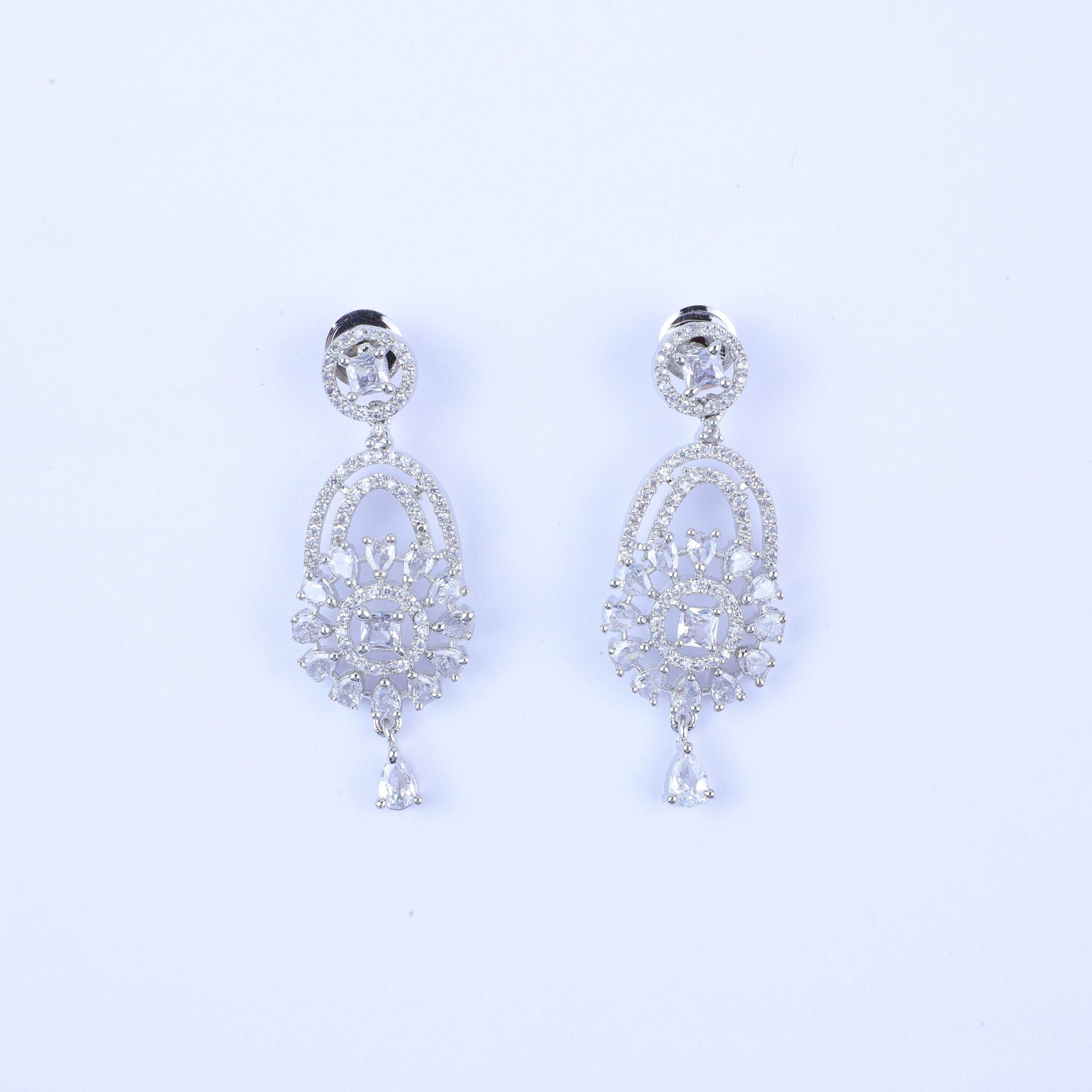 Floral Drape Silver Chandelier Earrings