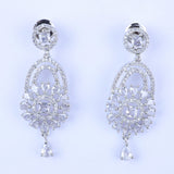 Floral Drape Silver Chandelier Earrings