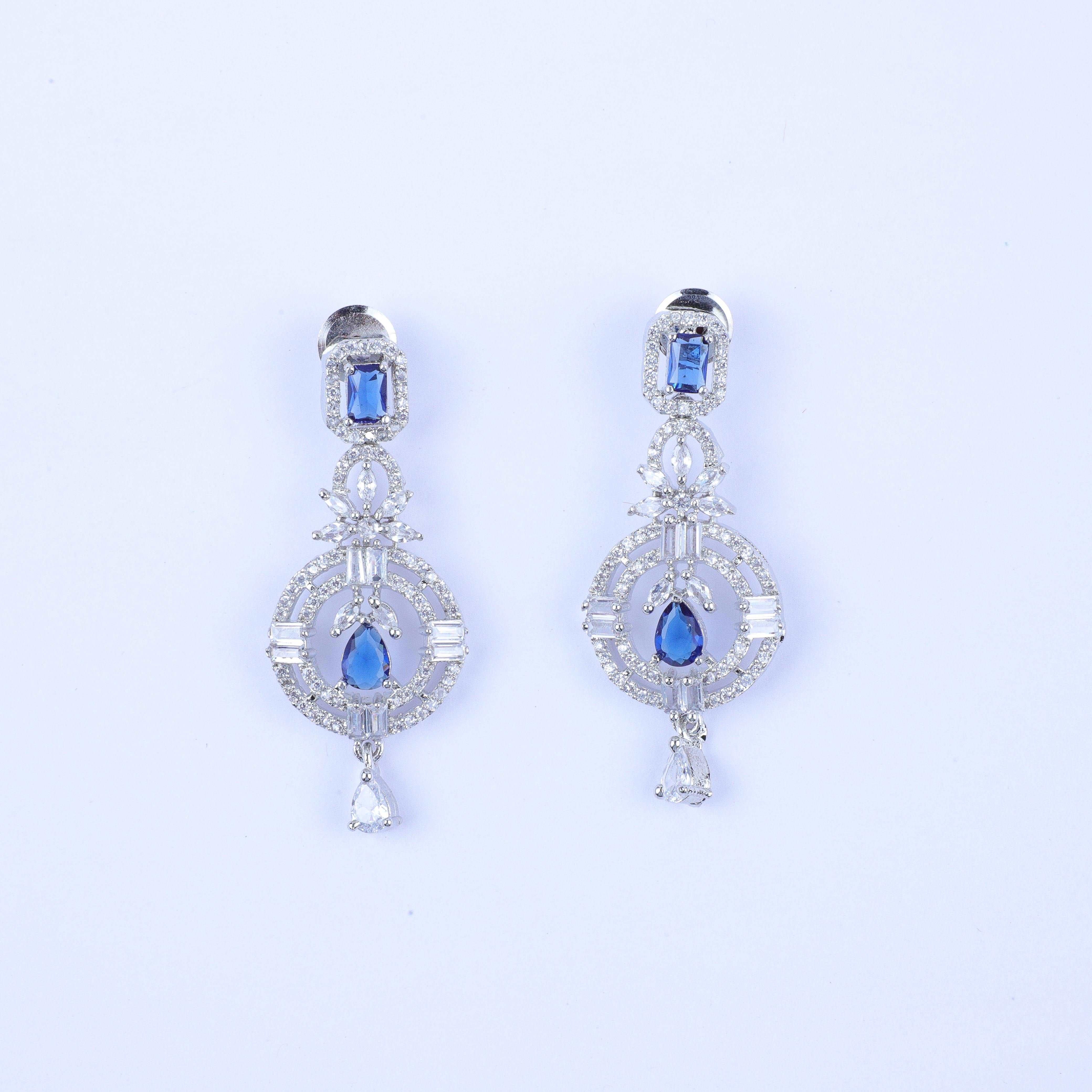 Eternal Blue & Silver Zirconia Earrings