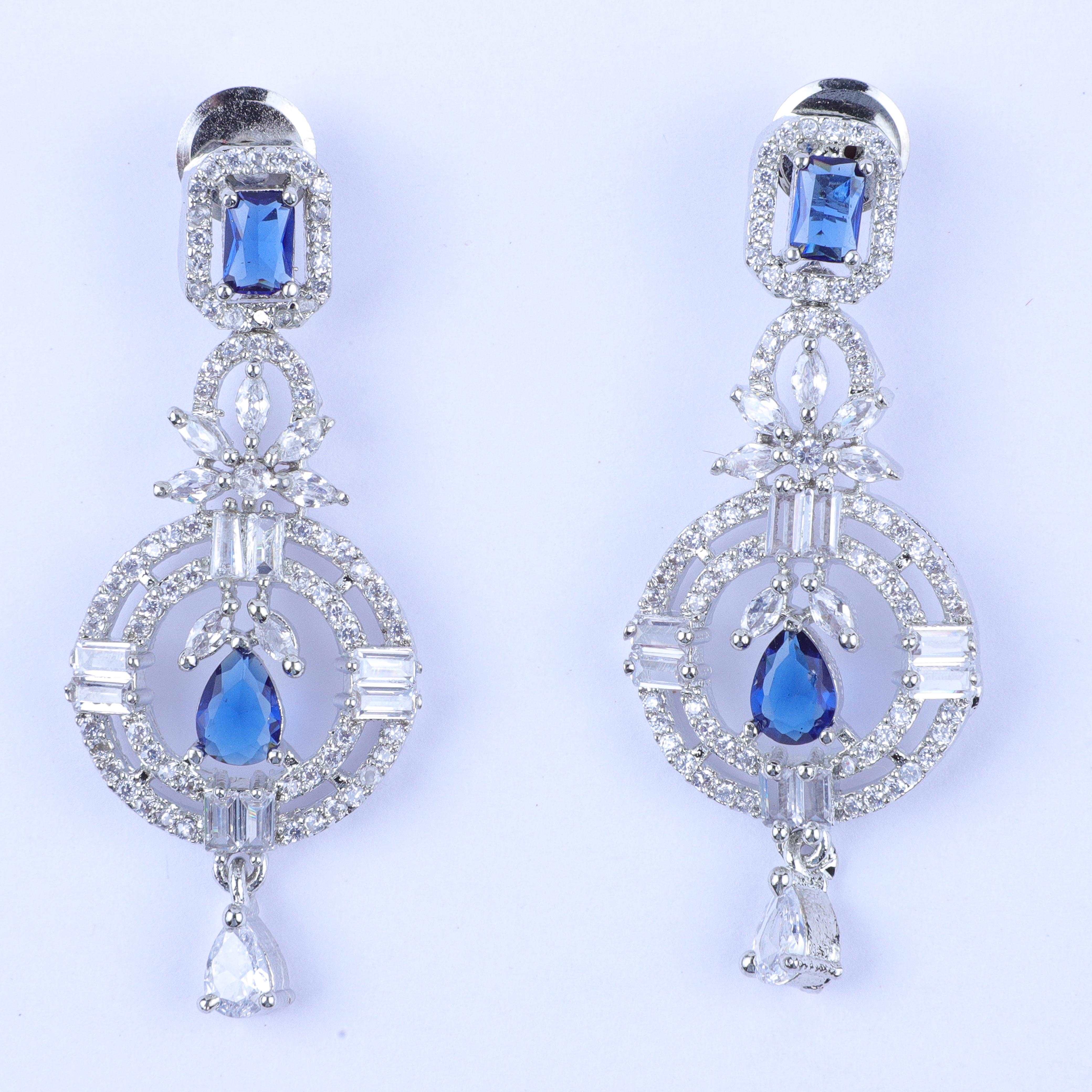 Eternal Blue & Silver Zirconia Earrings