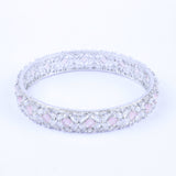 Crystal Pink Silver Zirconia Bangles (Set of 2)