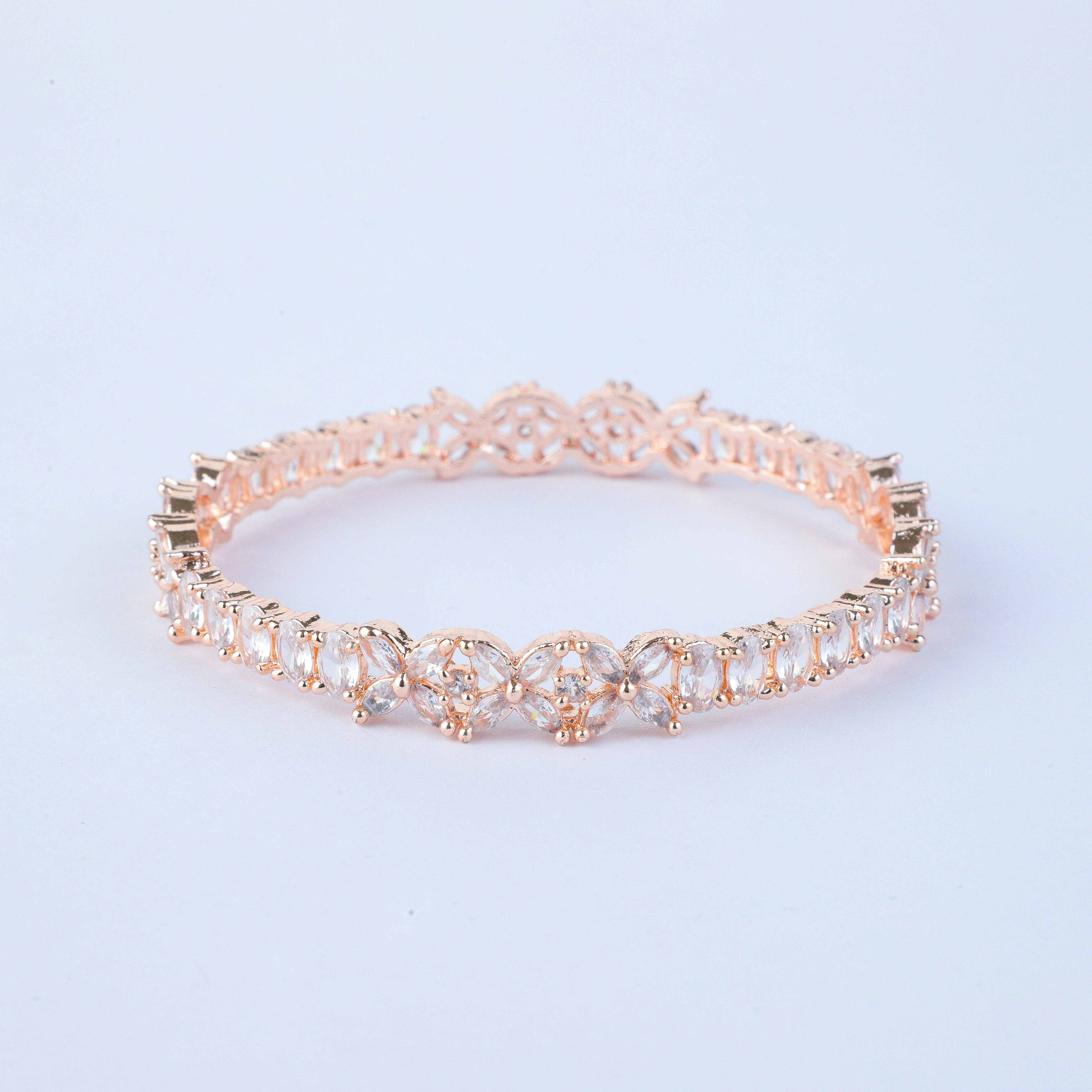 Dazzlilng Affinity Rose Gold Zirconia Bangles (Set of 2)