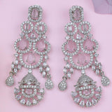 Pink Embellished Silver Zirconia Hangings