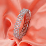 Sparkling Silver Zirconia Bangles (Set of 2)