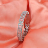 Floral Mint Pink Zirconia Bangles (Set of 2)