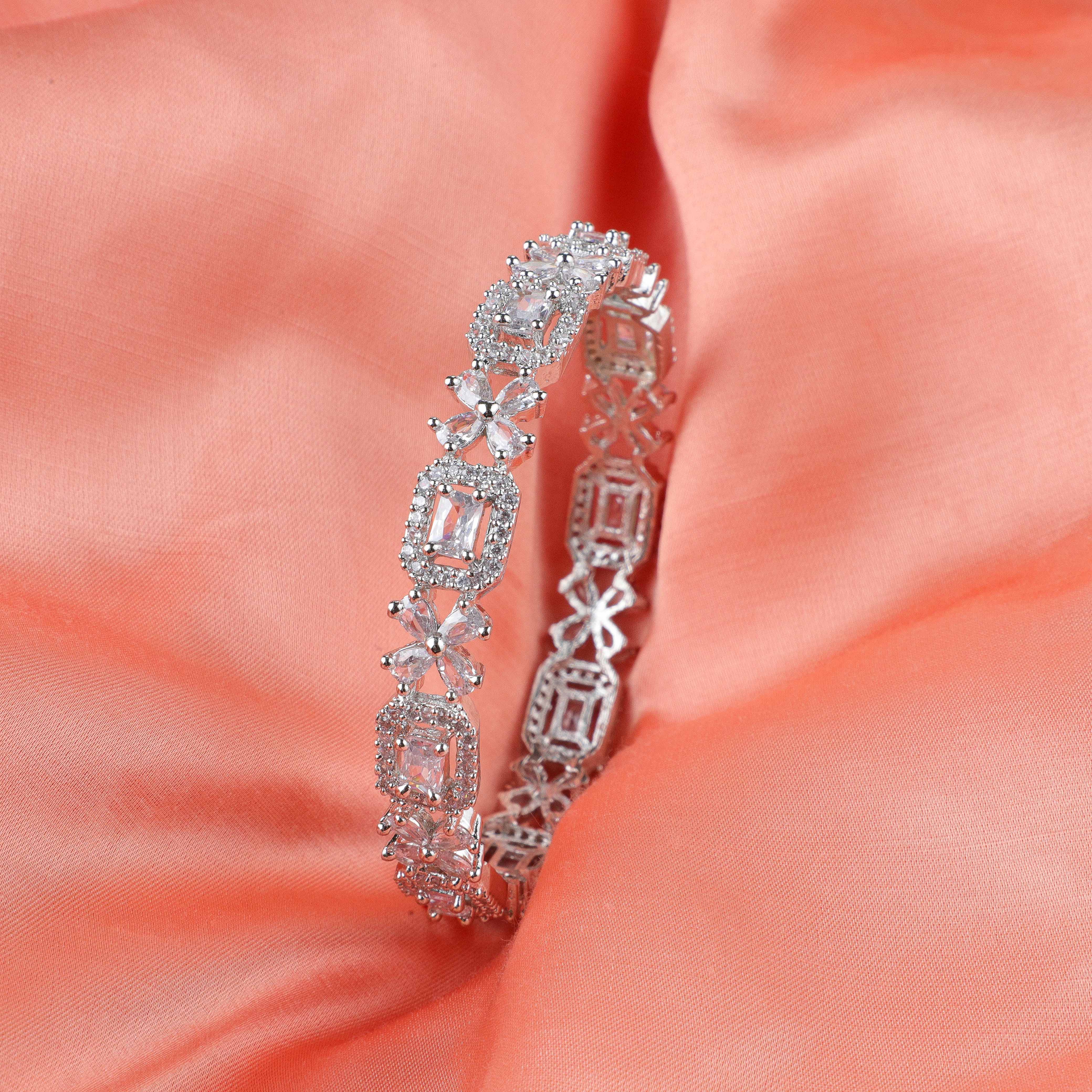 Crystal Trance Zirconia Bangles (Set of 2)