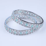 Lustrous Charm Mint & Silver Zirconia Kada (Set of 2)