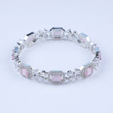 Pink Crystal Reverie Silver Zirconia Bangles (Set of 2)