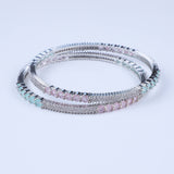 Exquisite Mint Pink Silver Zirconia Bangles (Set of 4)