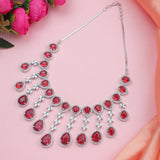 Cherry Blossom Silver Zirconia Necklace