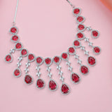 Cherry Blossom Silver Zirconia Necklace