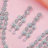 Pink 3-Layer Floral Zirconia Necklace Set