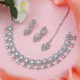 Radiant Silver Gem Zirconia Necklace Set