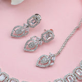 Radiant Silver Gem Zirconia Necklace Set