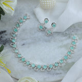 Mint Square Diamond Cut Zirconia Necklace Set