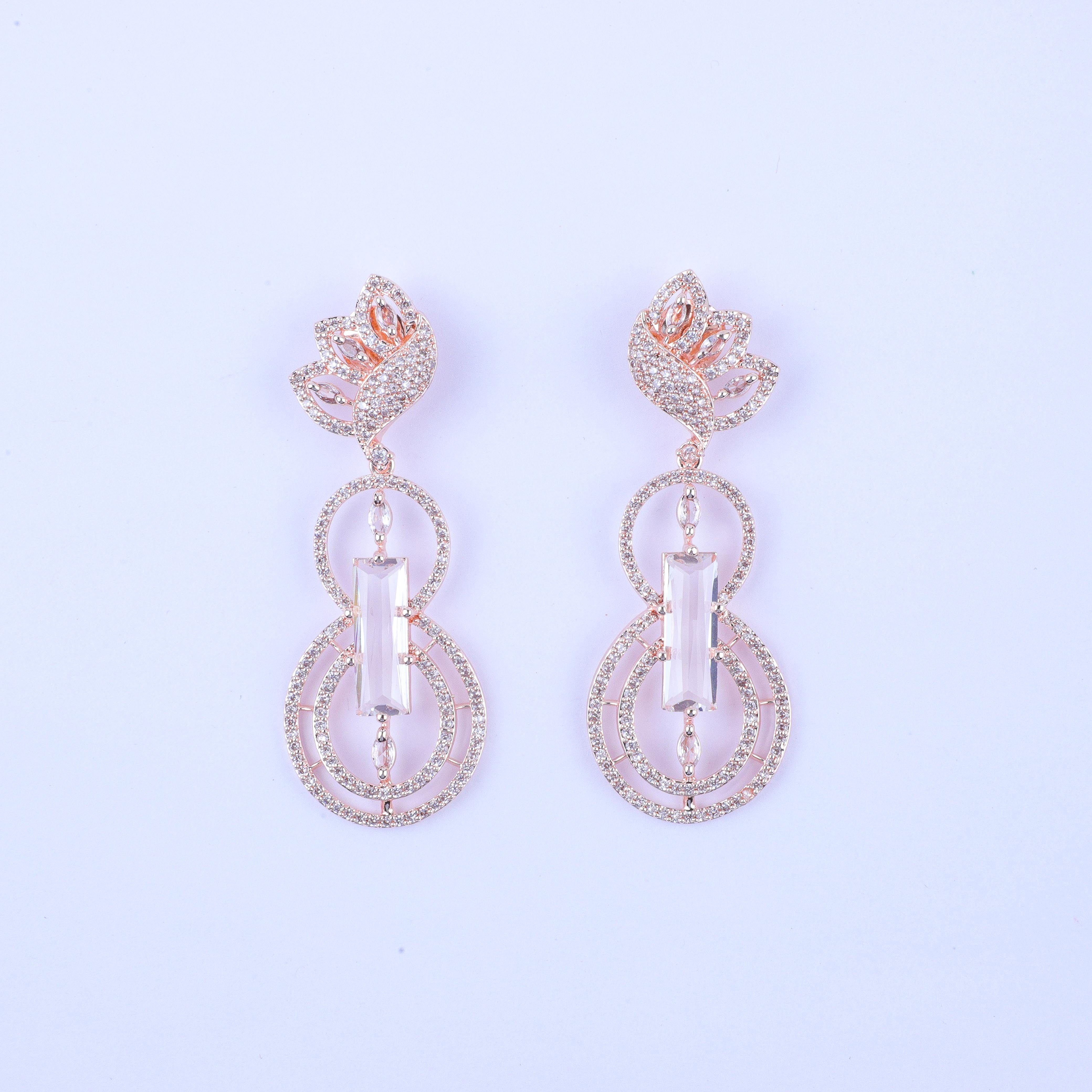 Rose-gold Elegance Silver Zirconia Earrings