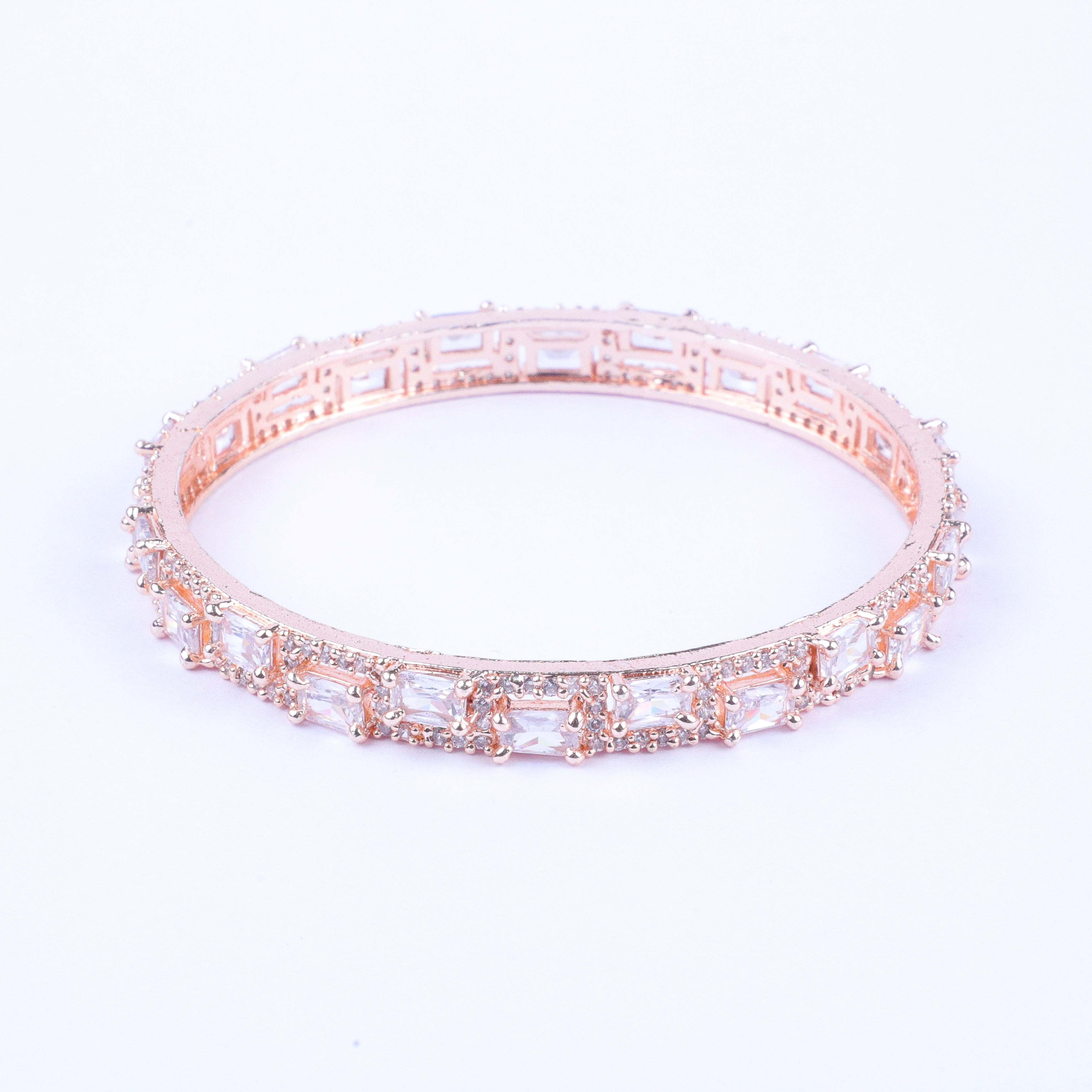 Cubic Rosegold-toned Zirconia Bangles (Set of 2)