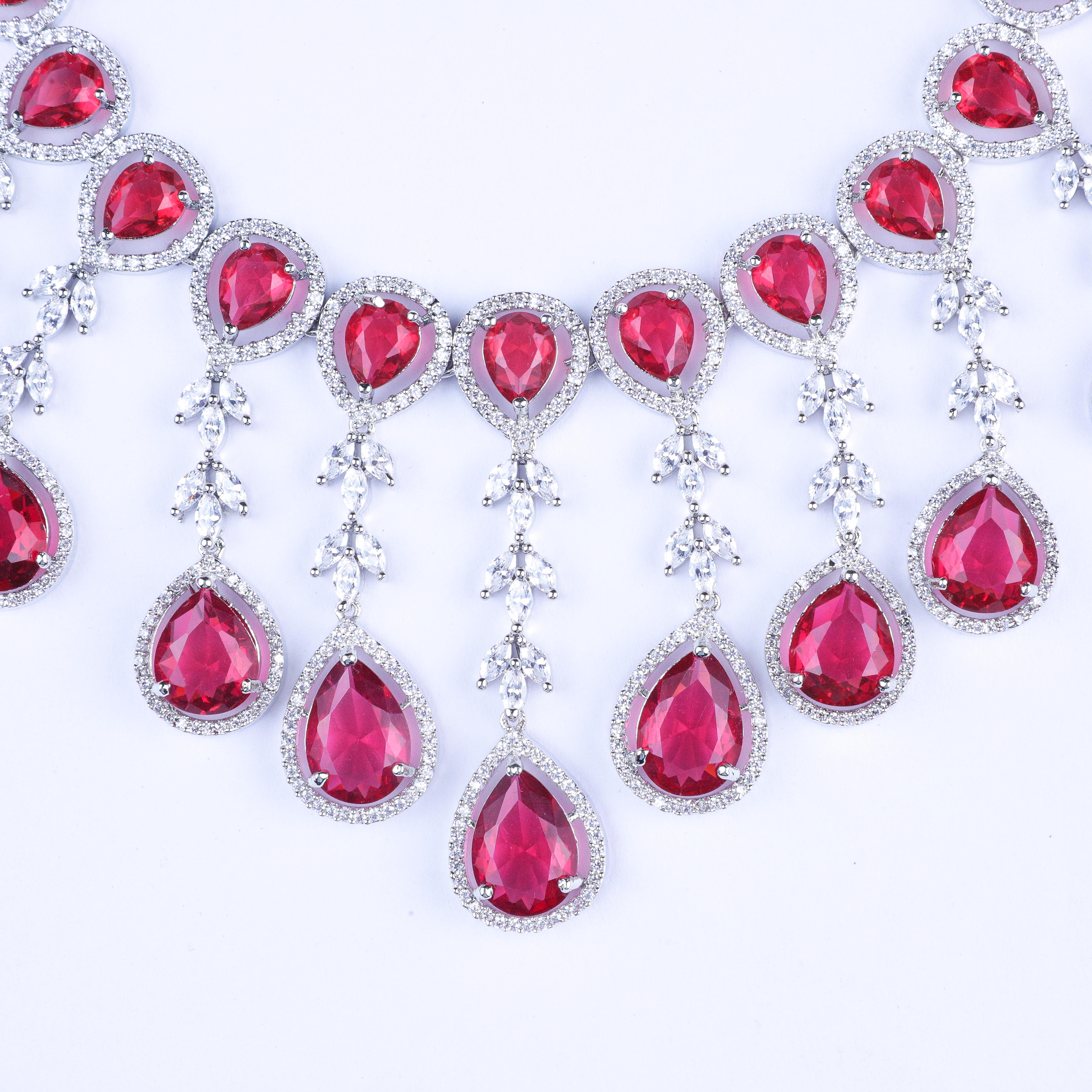 Cherry Blossom Silver Zirconia Necklace