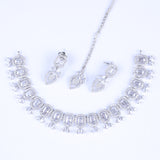 Radiant Silver Gem Zirconia Necklace Set