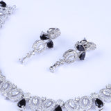 Black Drop Cut Silver Zirconia Necklace Set