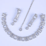 Majestic Silver Gemstone Zirconia Necklace Set