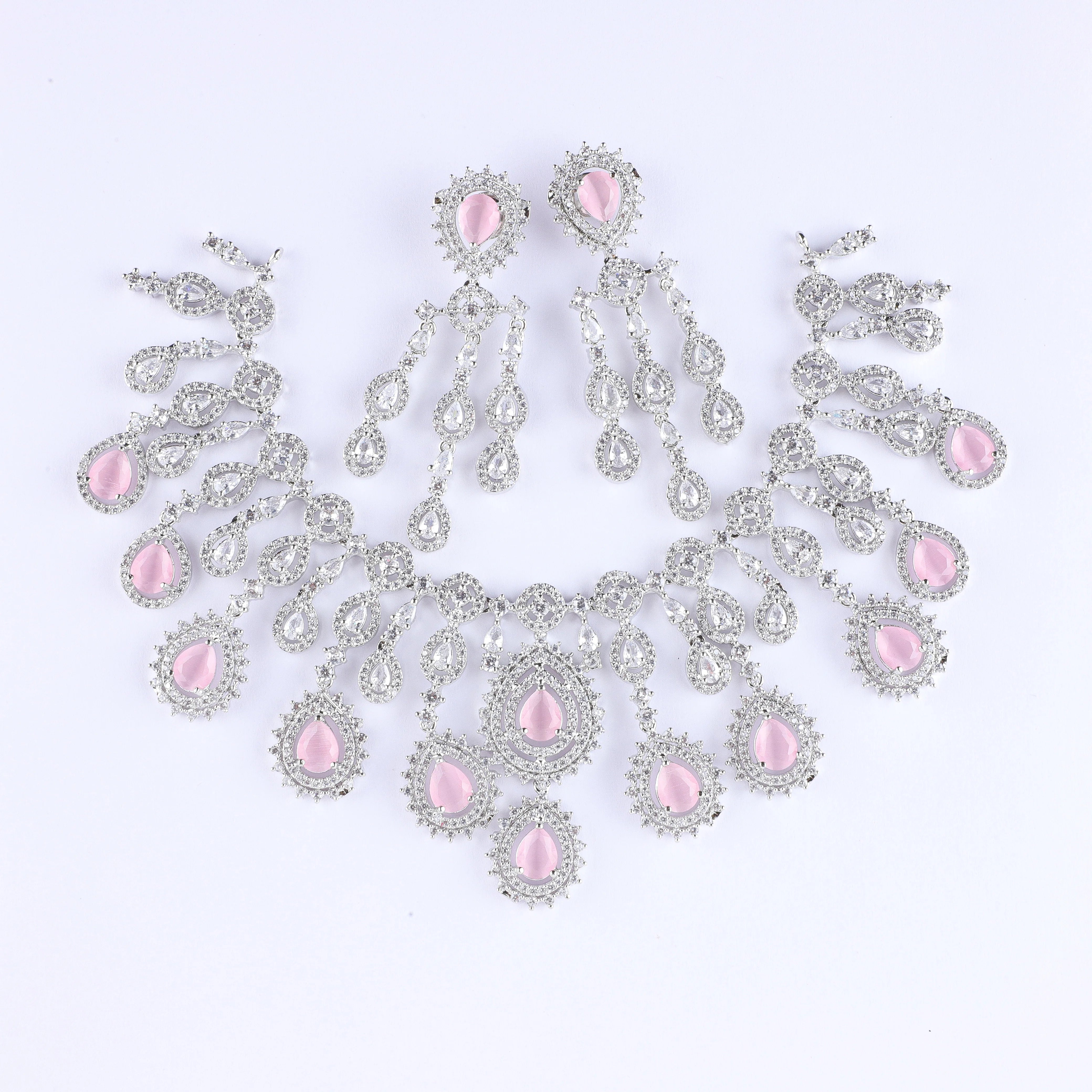 Dreamscape Pink Silver Zirconia Necklace