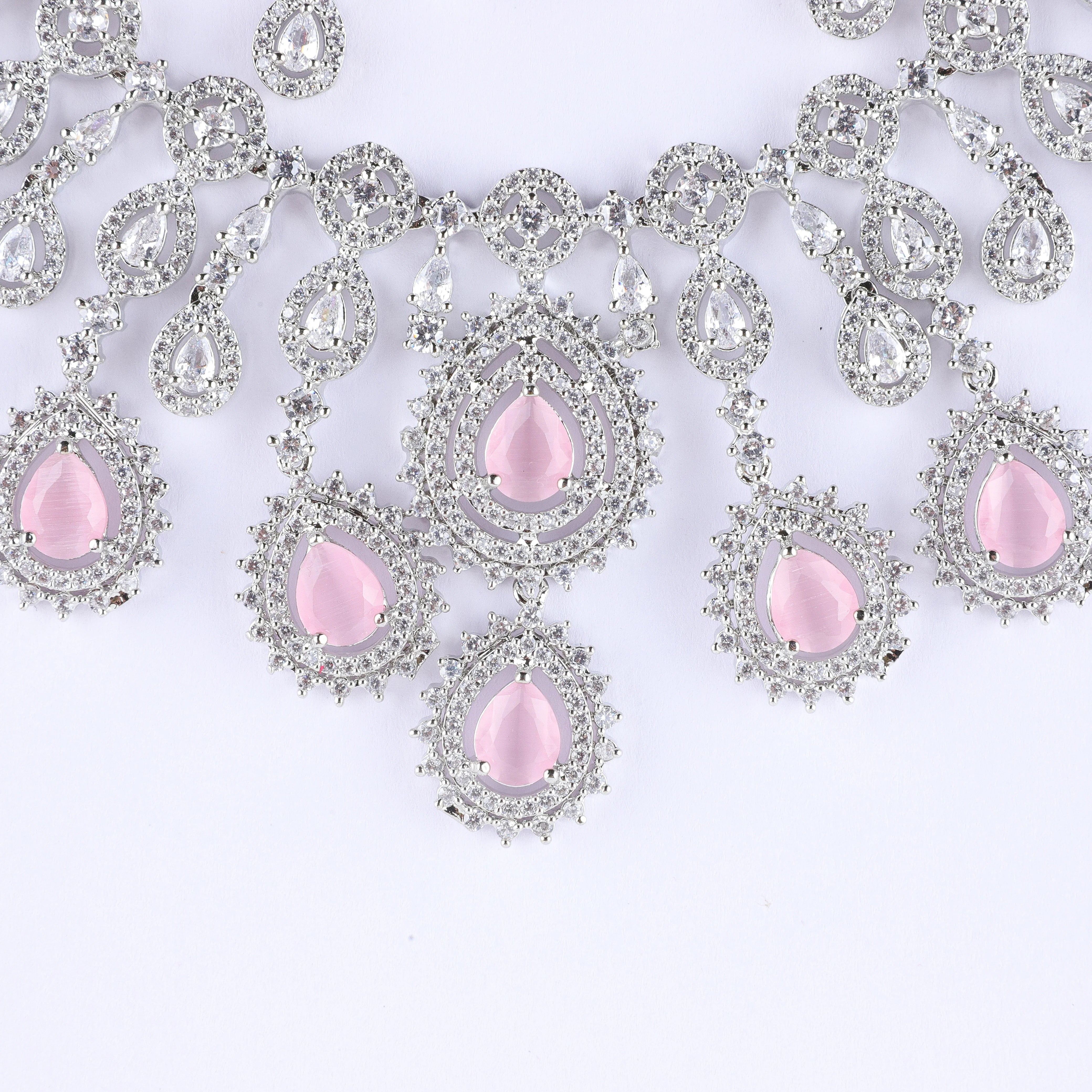 Dreamscape Pink Silver Zirconia Necklace