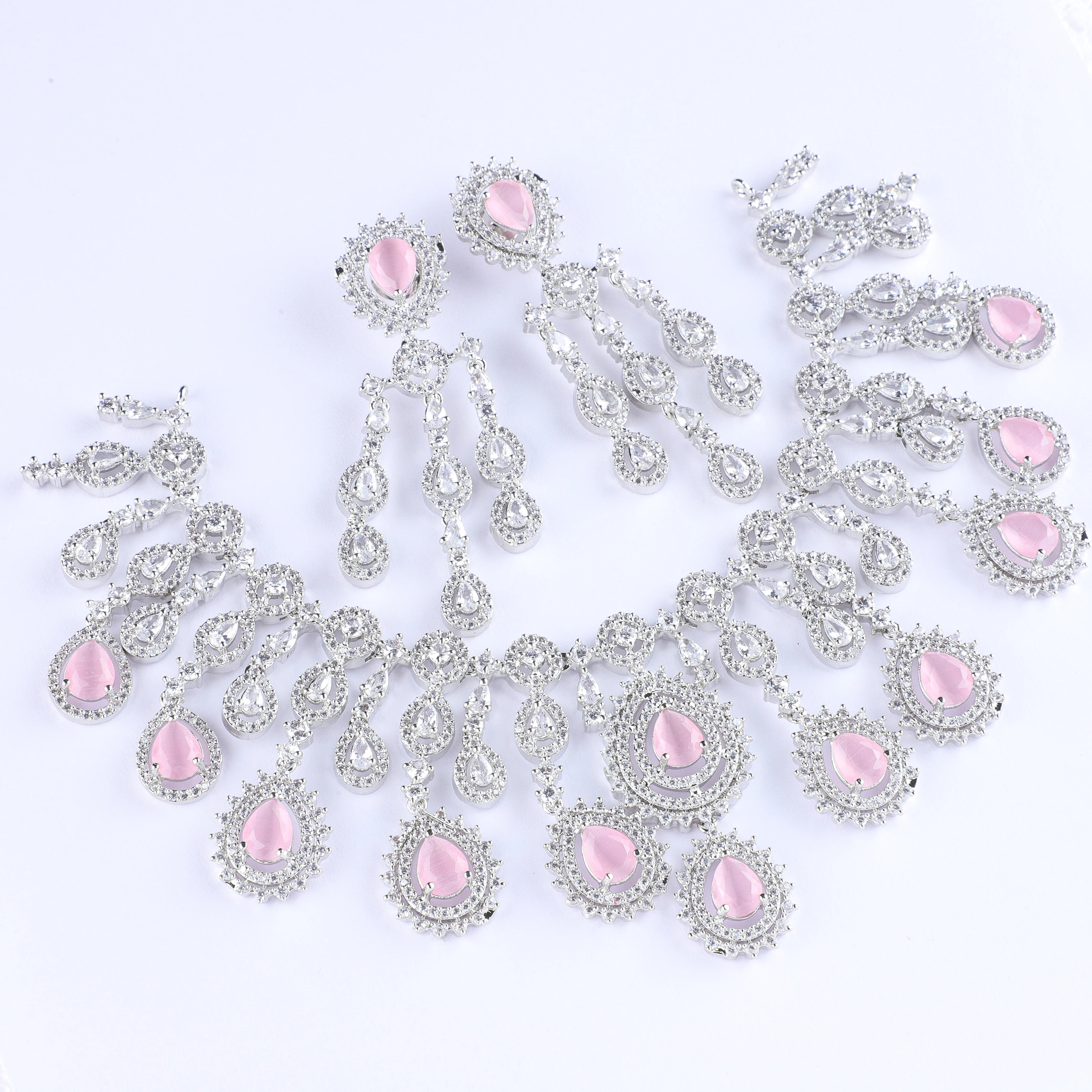 Dreamscape Pink Silver Zirconia Necklace