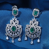 Green Glimmer Silver Zirconia Earrings