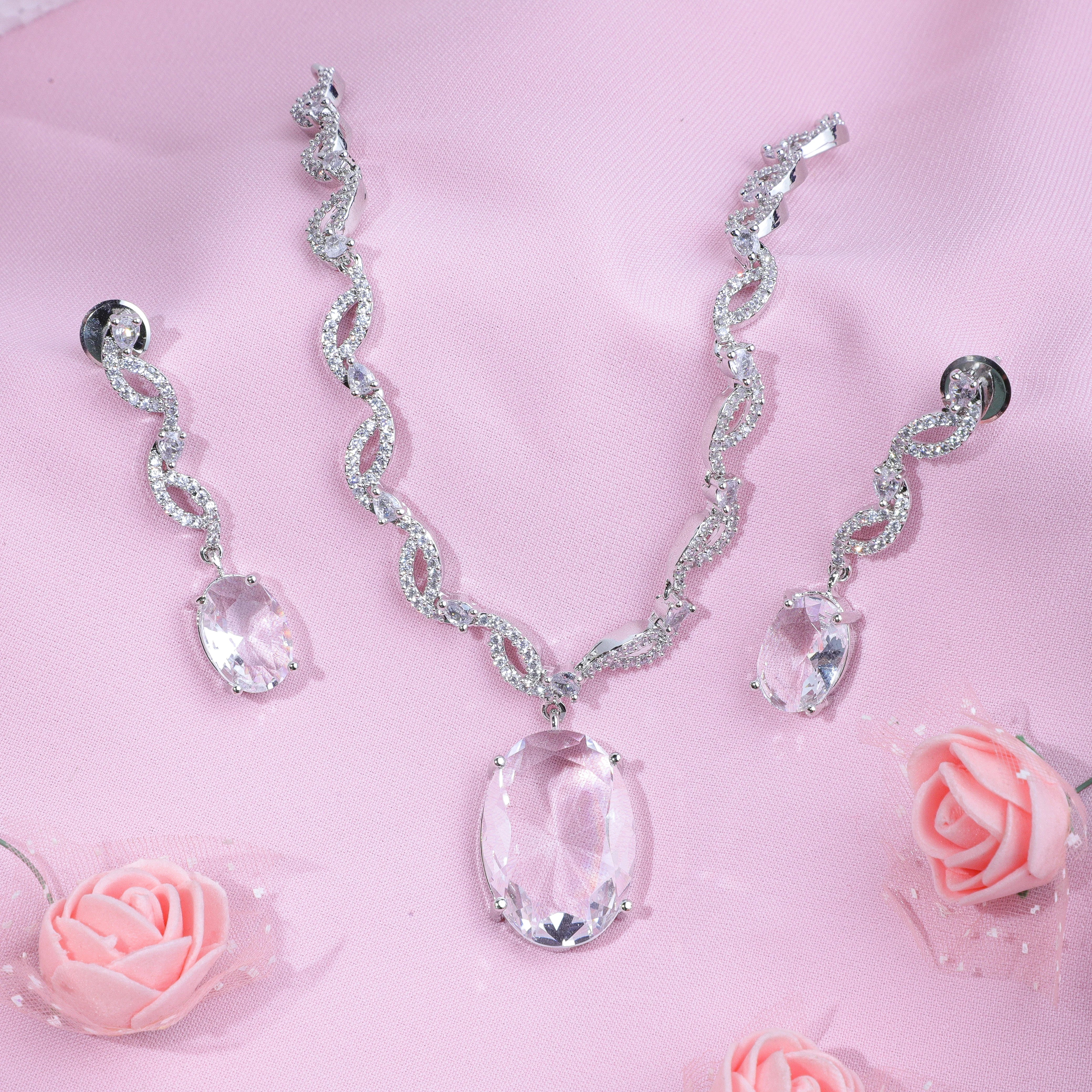 Crystal Elegance Silver Zirconia Necklace