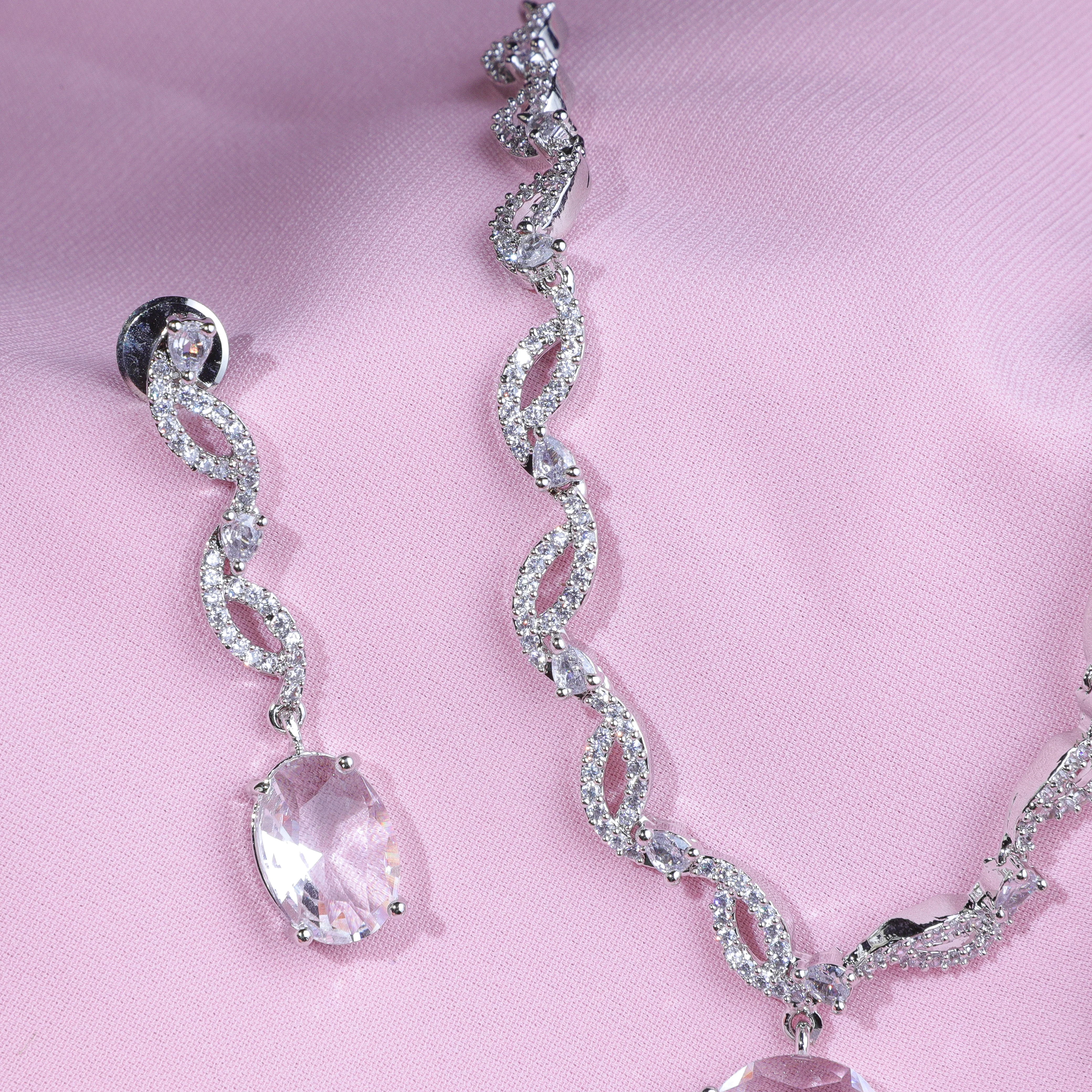 Crystal Elegance Silver Zirconia Necklace