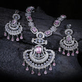 Pink Sparkle Drop Silver Zirconia Necklace