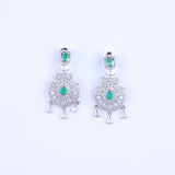 Green Glimmer Silver Zirconia Earrings