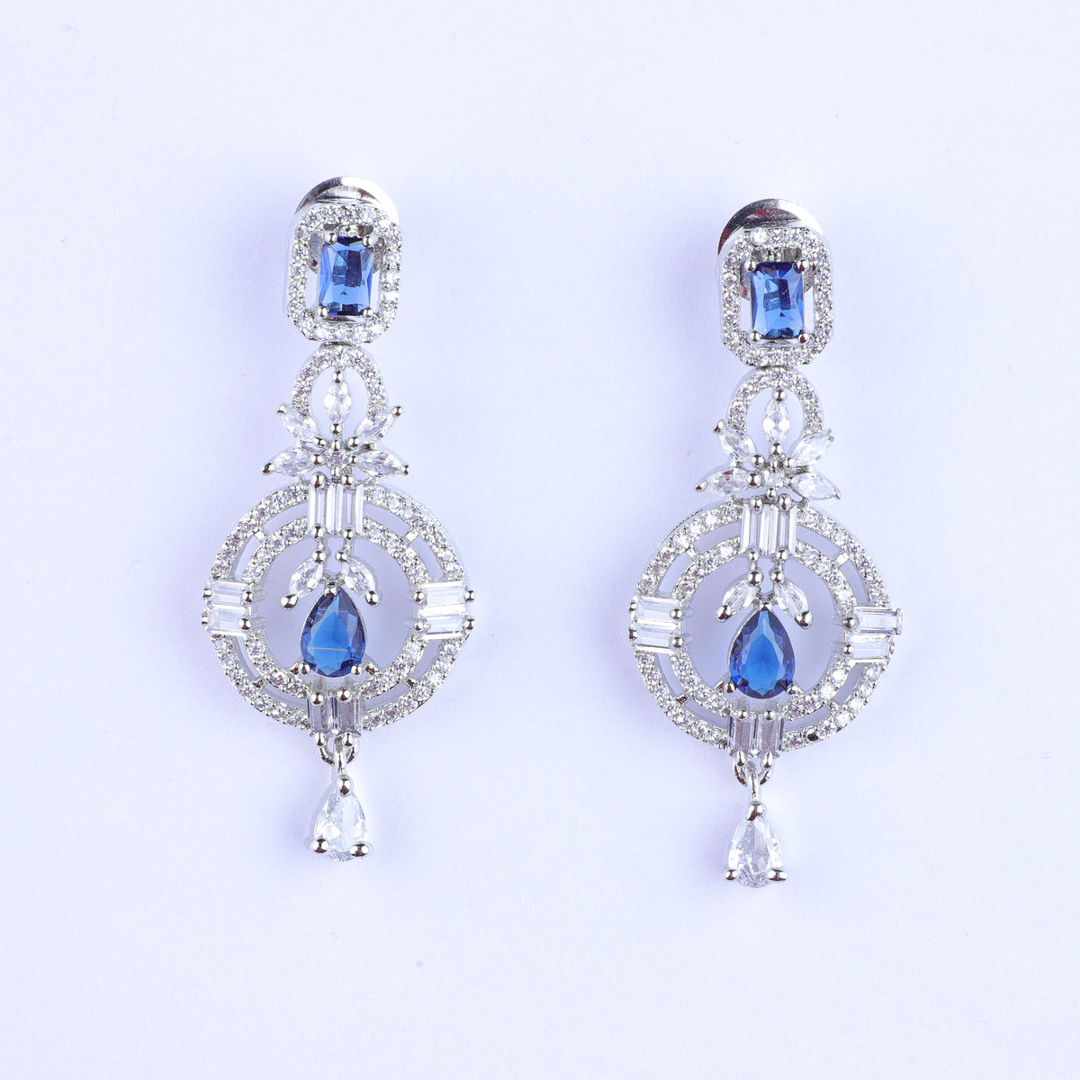 Eternal Blue & Silver Zirconia Earrings