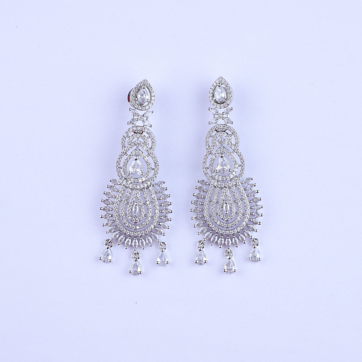 Radiant Rainfall Silver Zirconia Earrings