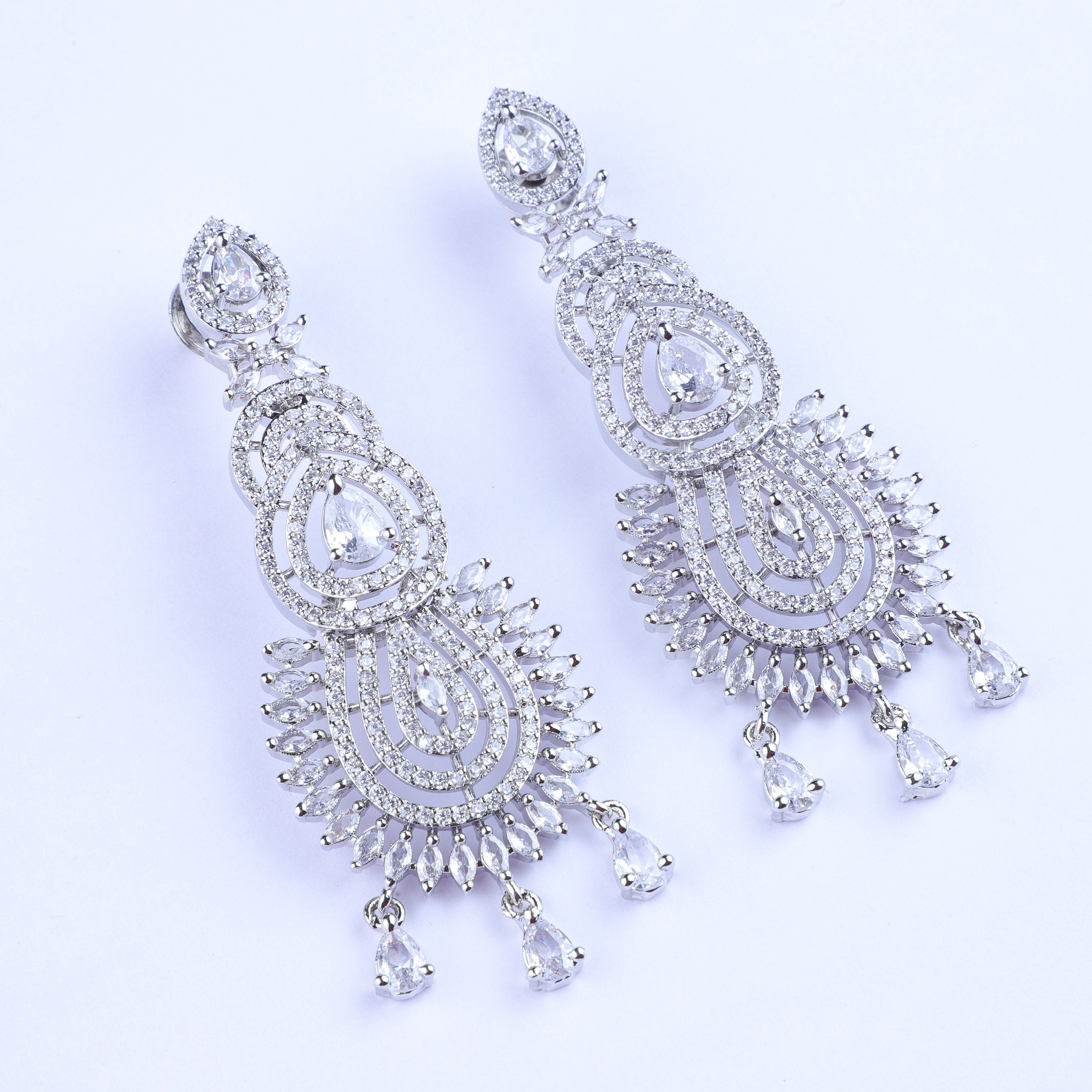 Radiant Rainfall Silver Zirconia Earrings