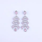 Pink Embellished Swaying Zirconia Earrings