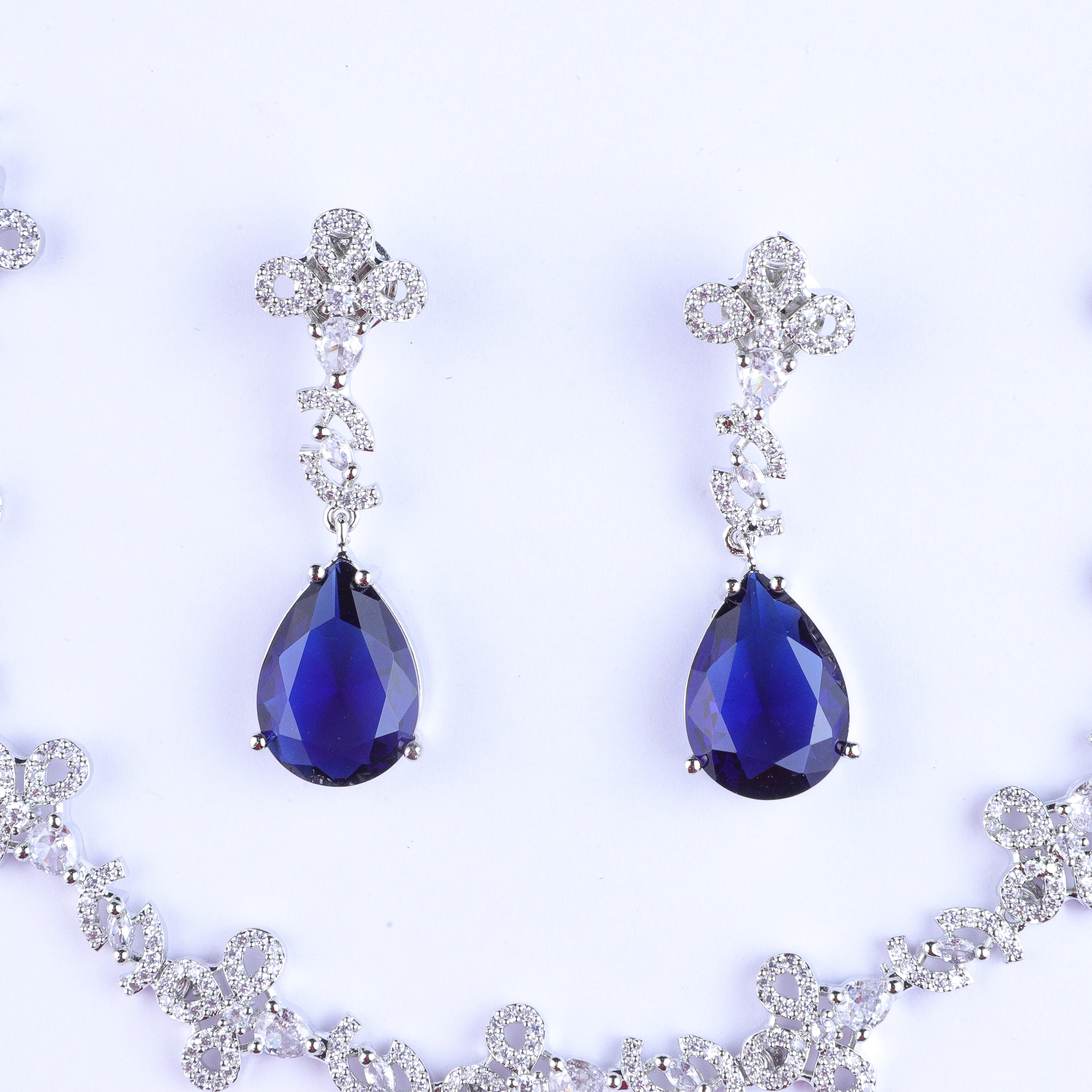 Blue Drop Silver Zirconia Necklace