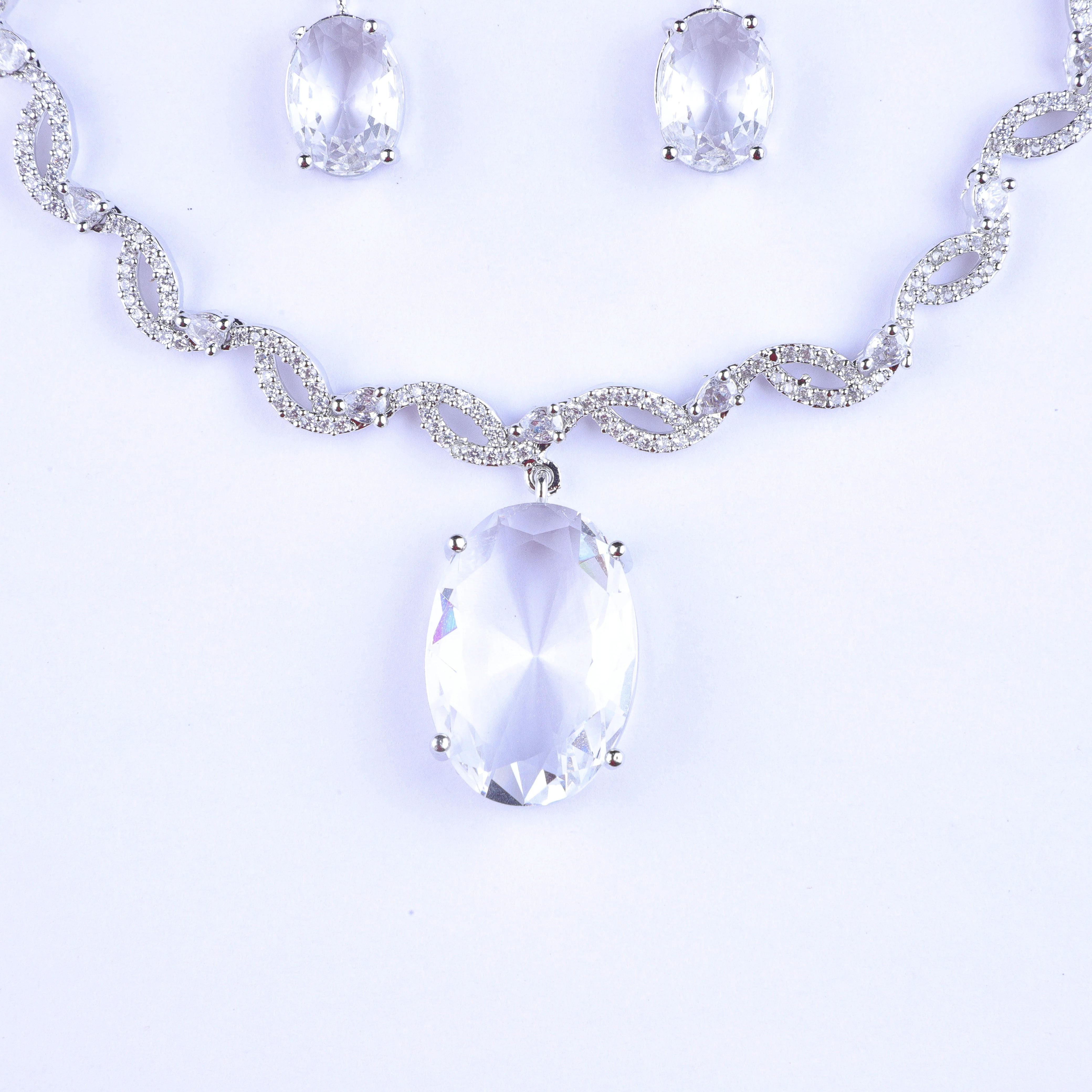 Crystal Elegance Silver Zirconia Necklace