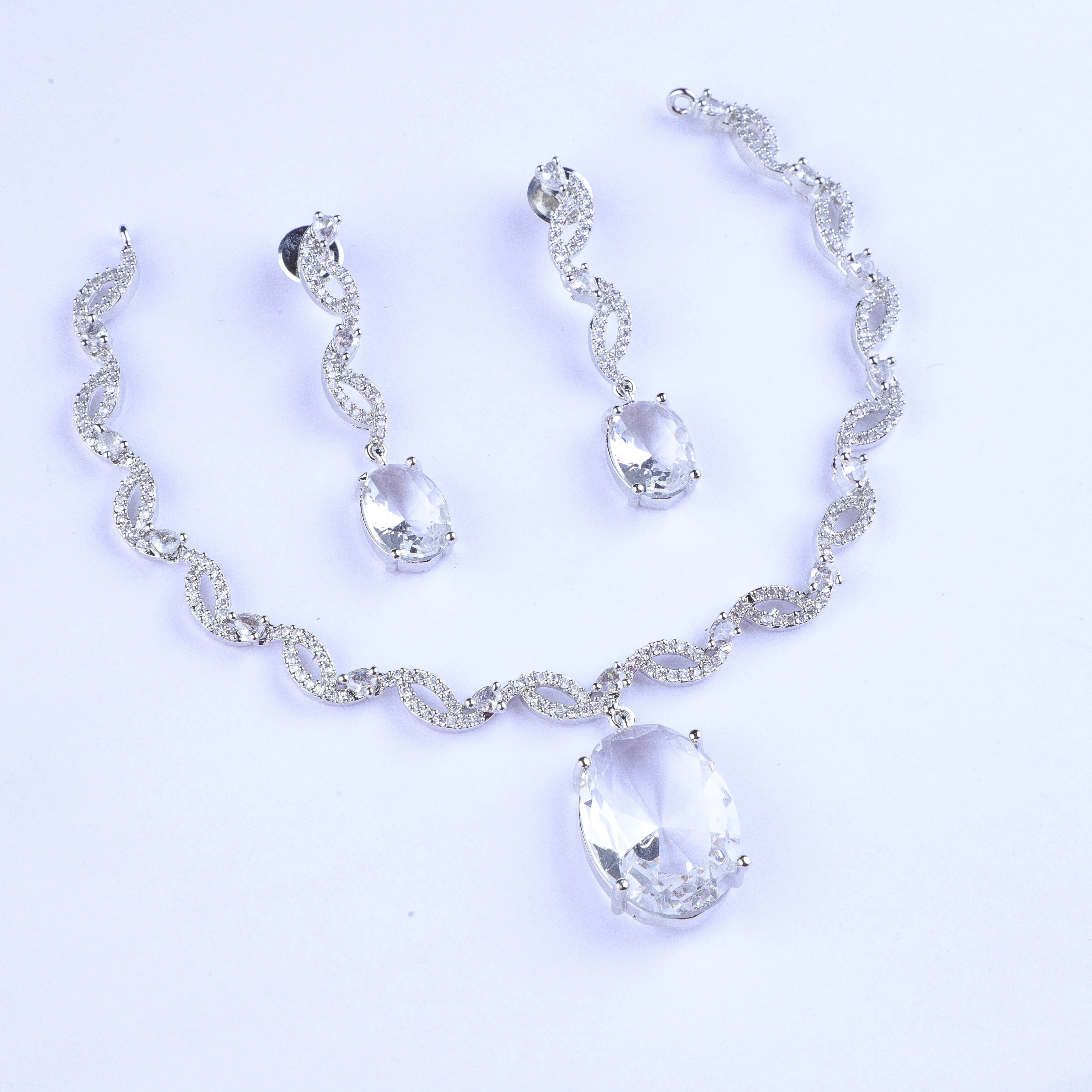 Crystal Elegance Silver Zirconia Necklace